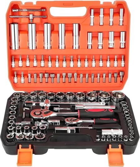 Caja de herramientas - Plástico/metal, compartimentos, set 108 piezas